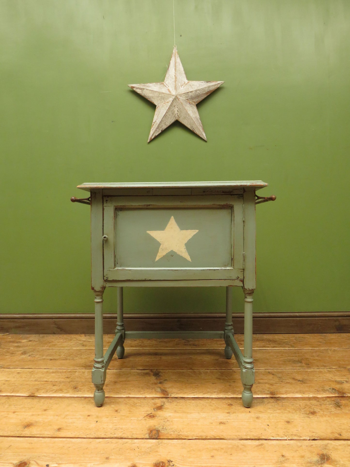 Small Blue Washstand Cupboard with Star Design