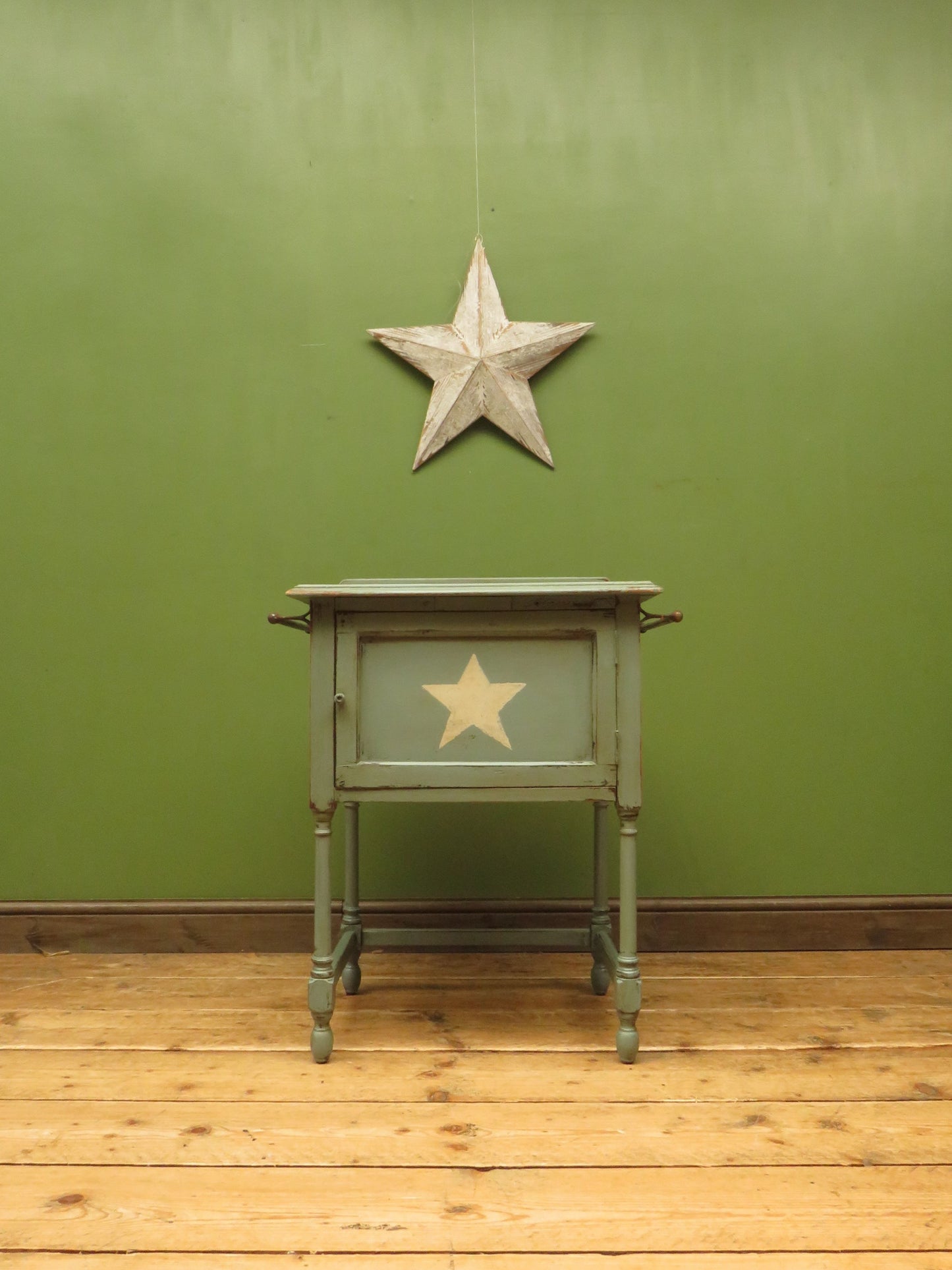 Small Blue Washstand Cupboard with Star Design