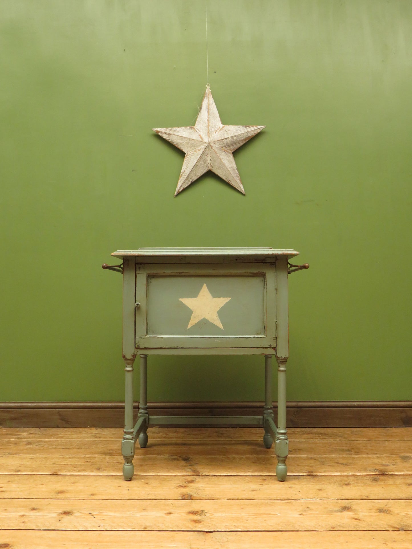 Small Blue Washstand Cupboard with Star Design