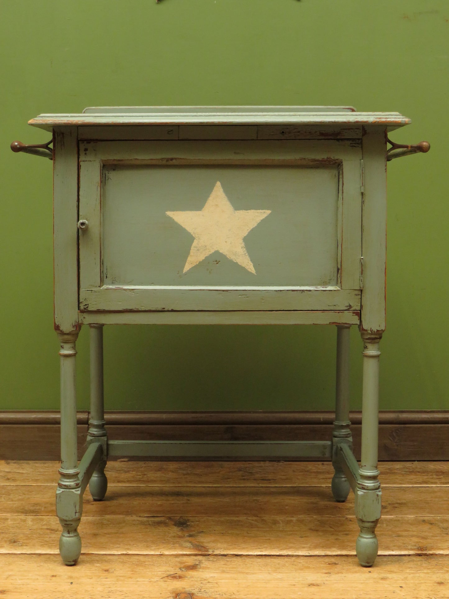 Small Blue Washstand Cupboard with Star Design