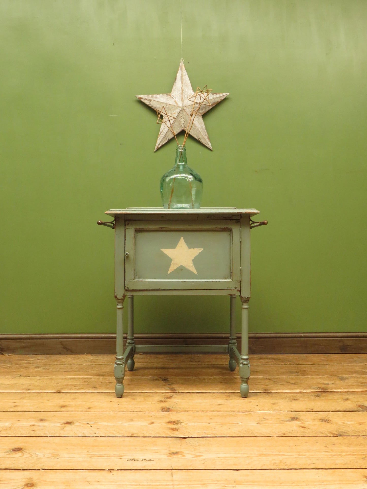 Small Blue Washstand Cupboard with Star Design