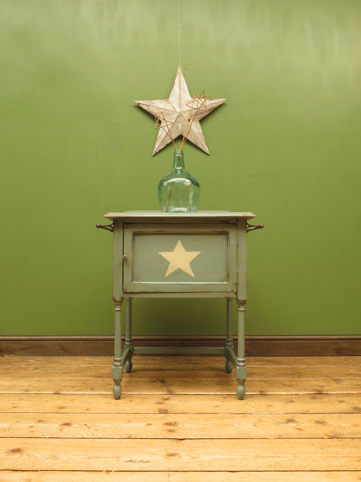 Small Blue Washstand Cupboard with Star Design