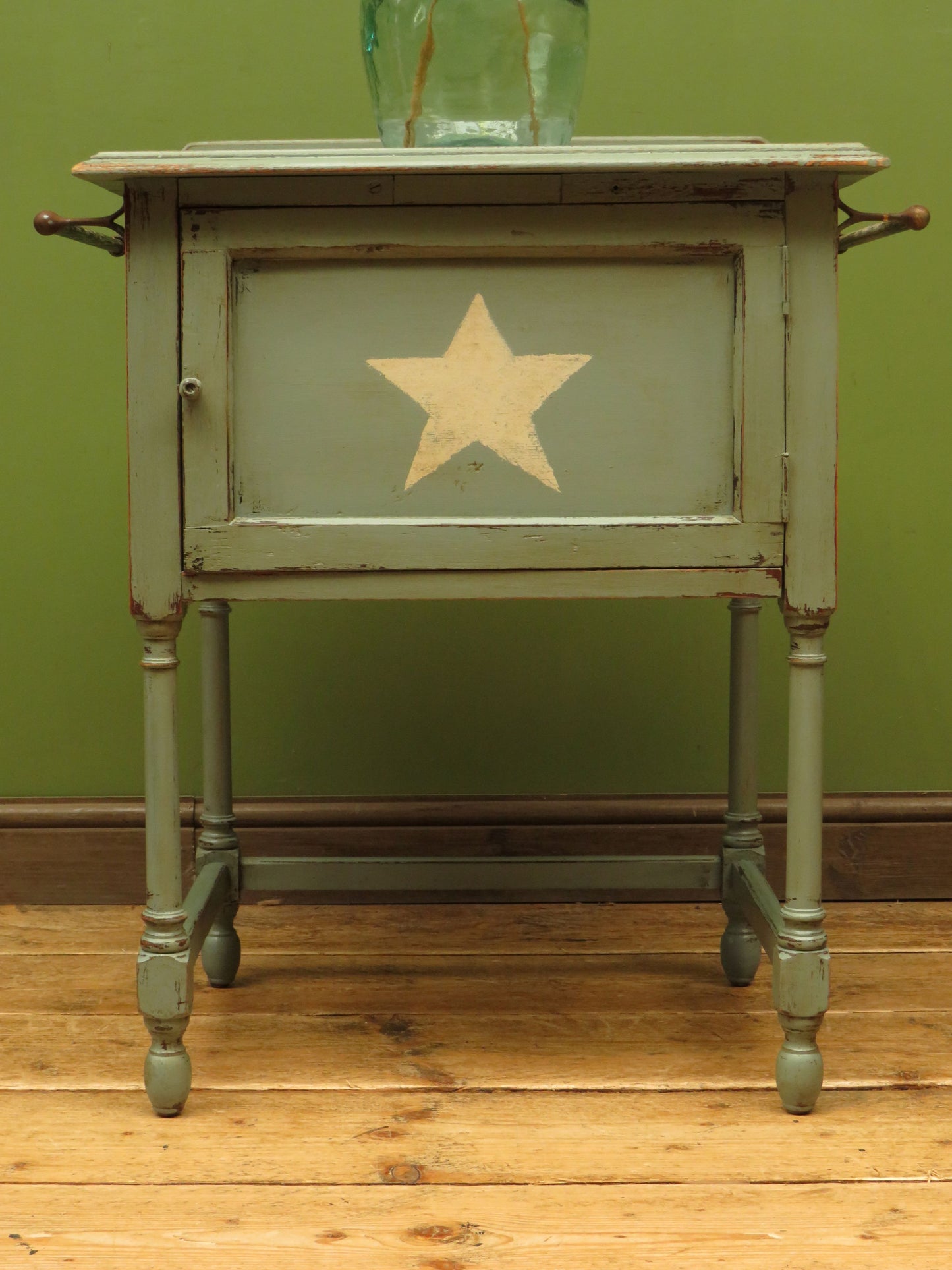 Small Blue Washstand Cupboard with Star Design