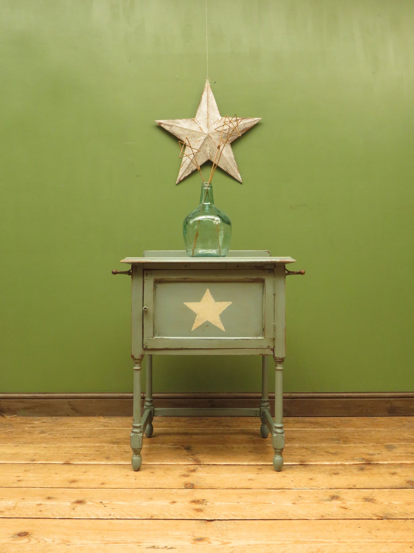 Small Blue Washstand Cupboard with Star Design