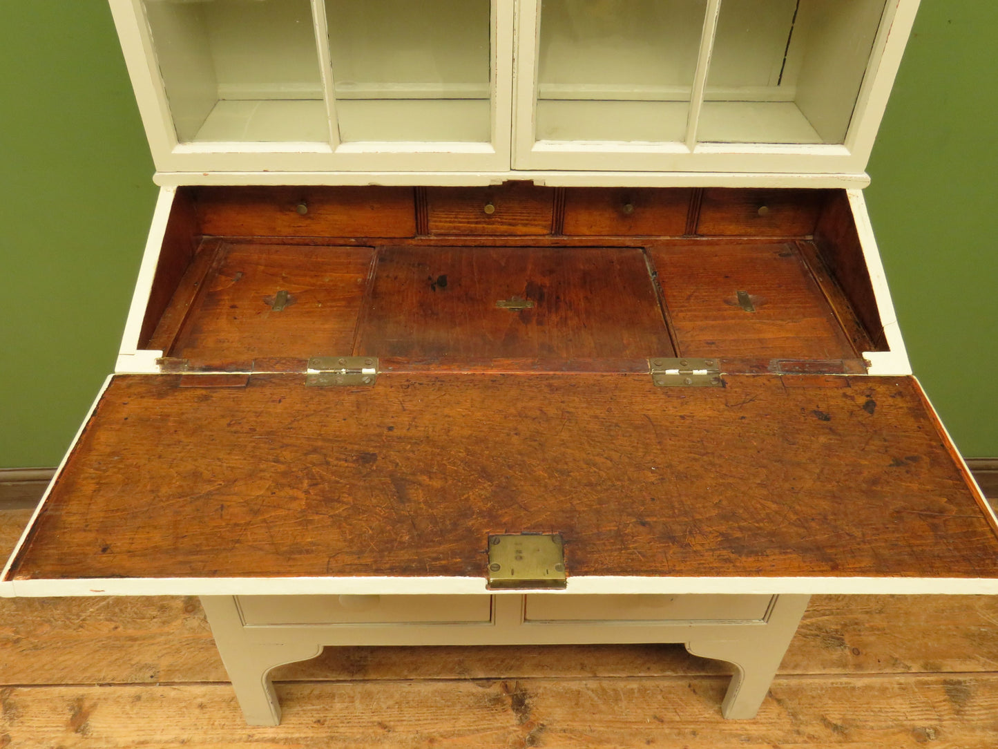 Country Shabby Chic Bureau Bookcase with Glazed Top