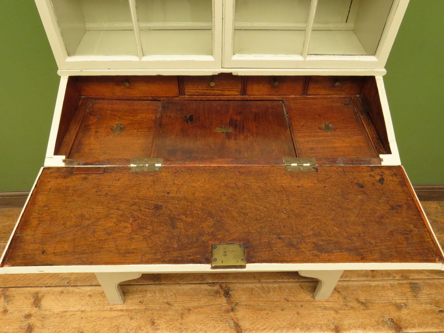 Country Shabby Chic Bureau Bookcase with Glazed Top