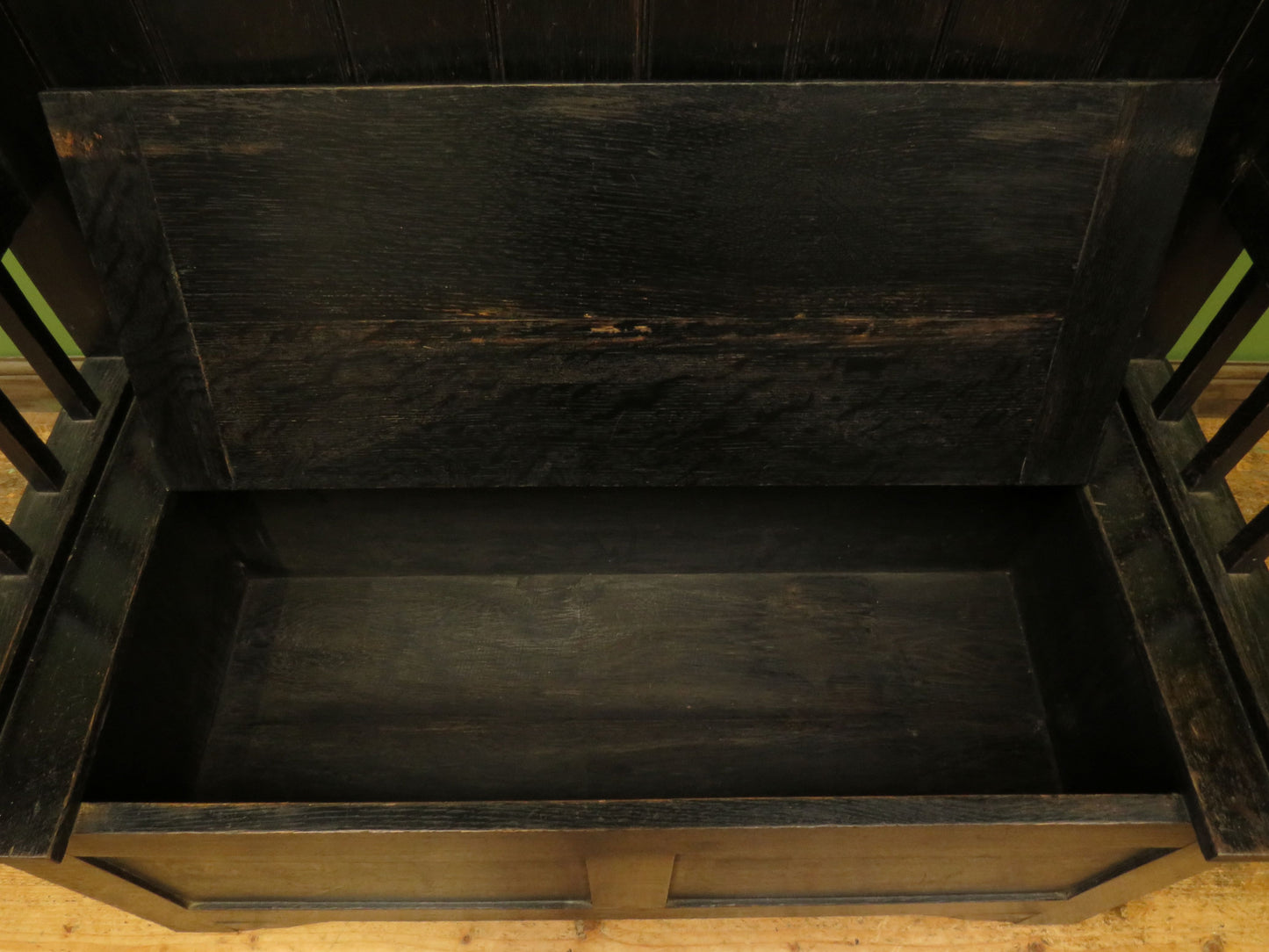 Arts and Crafts Oak Tavern Bench with Locker seat