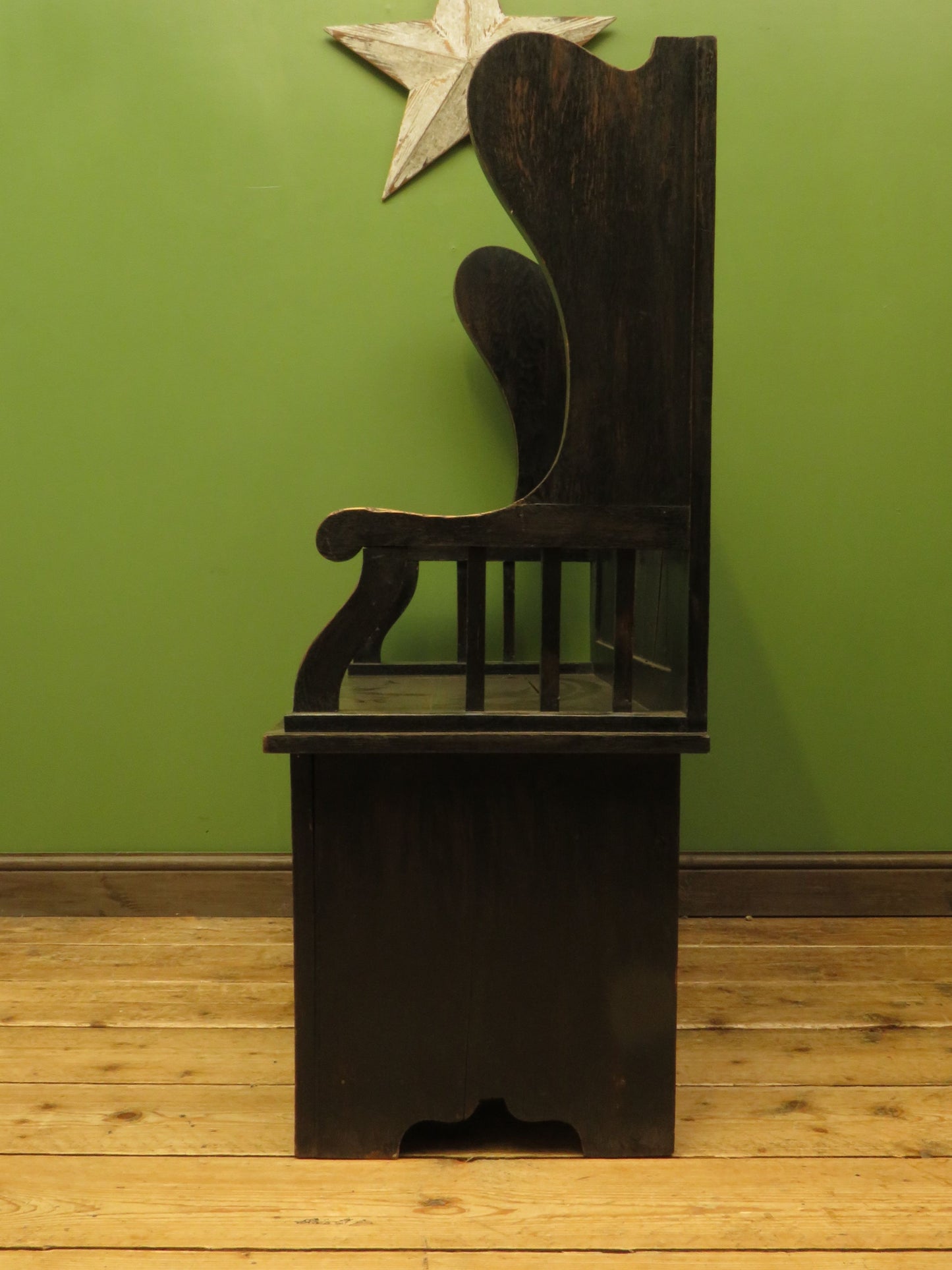 Arts and Crafts Oak Tavern Bench with Locker seat