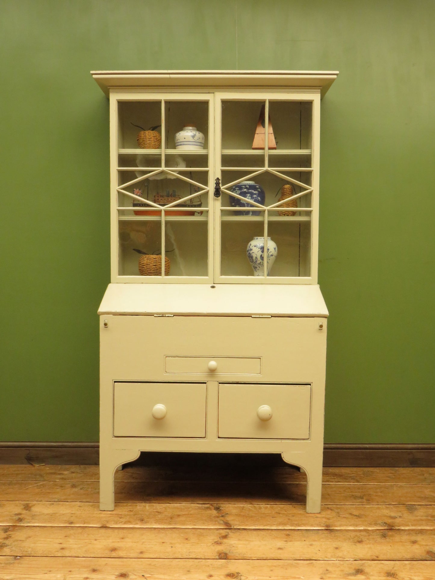 Country Shabby Chic Bureau Bookcase with Glazed Top