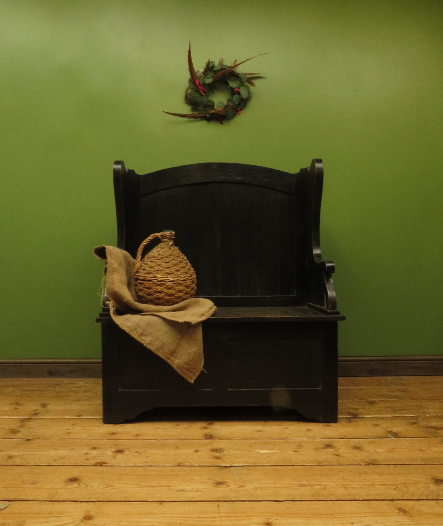 Arts and Crafts Oak Tavern Bench with Locker seat