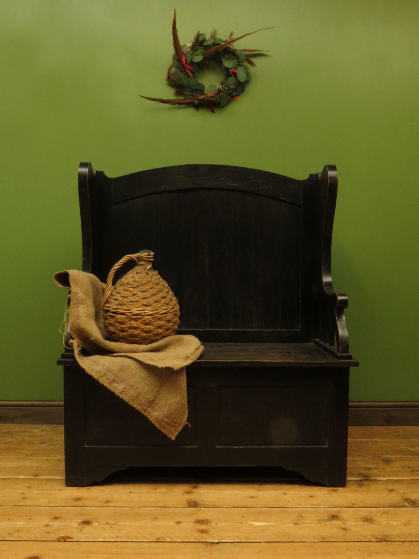 Arts and Crafts Oak Tavern Bench with Locker seat