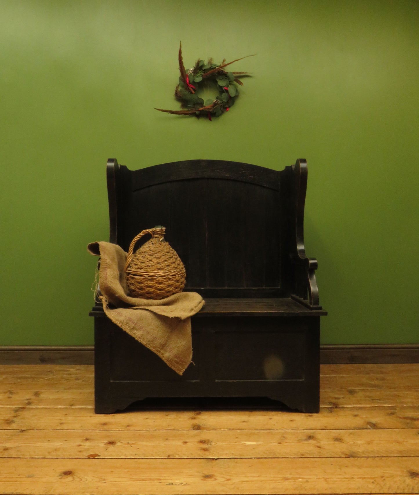 Arts and Crafts Oak Tavern Bench with Locker seat