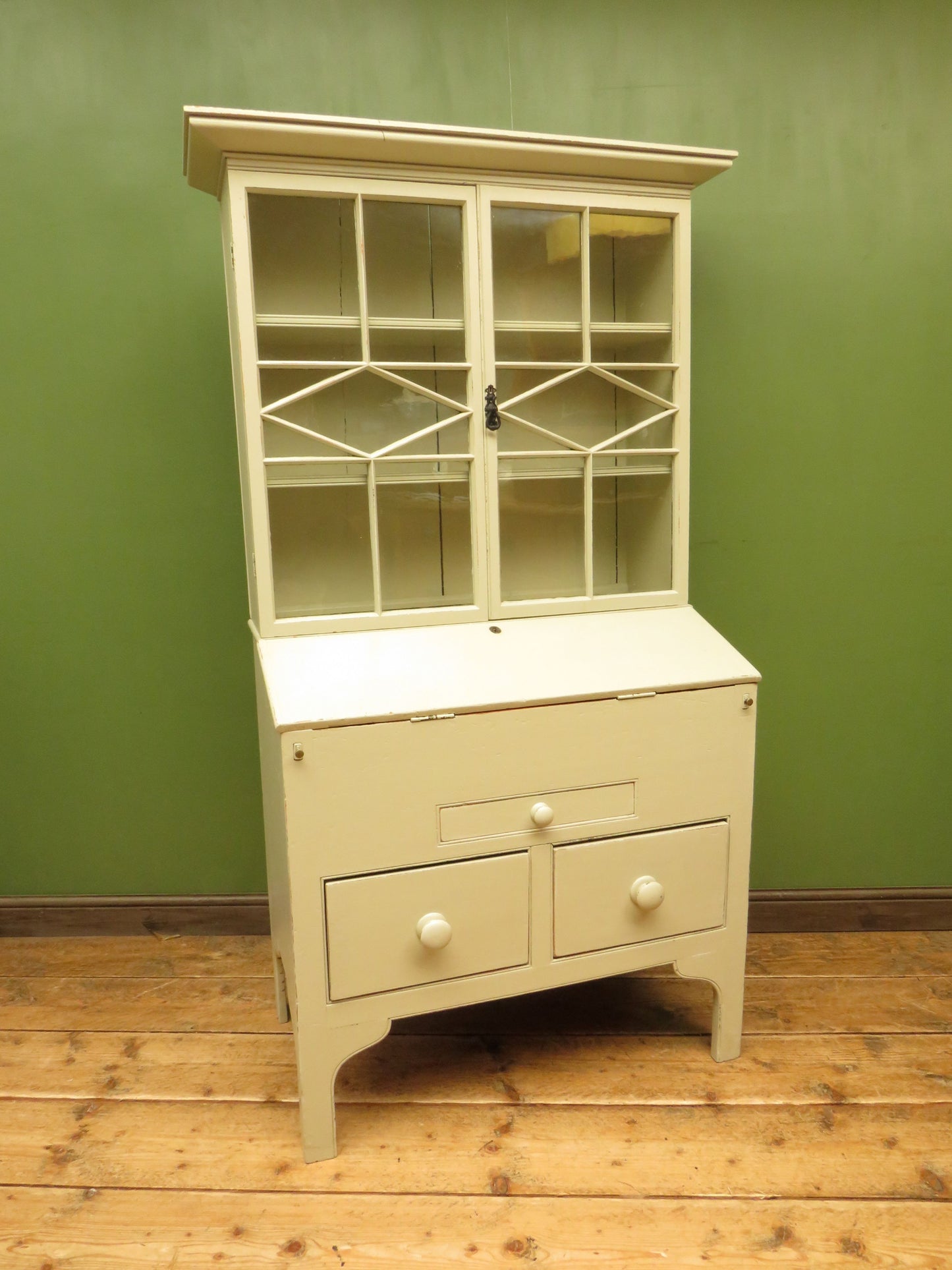 Country Shabby Chic Bureau Bookcase with Glazed Top