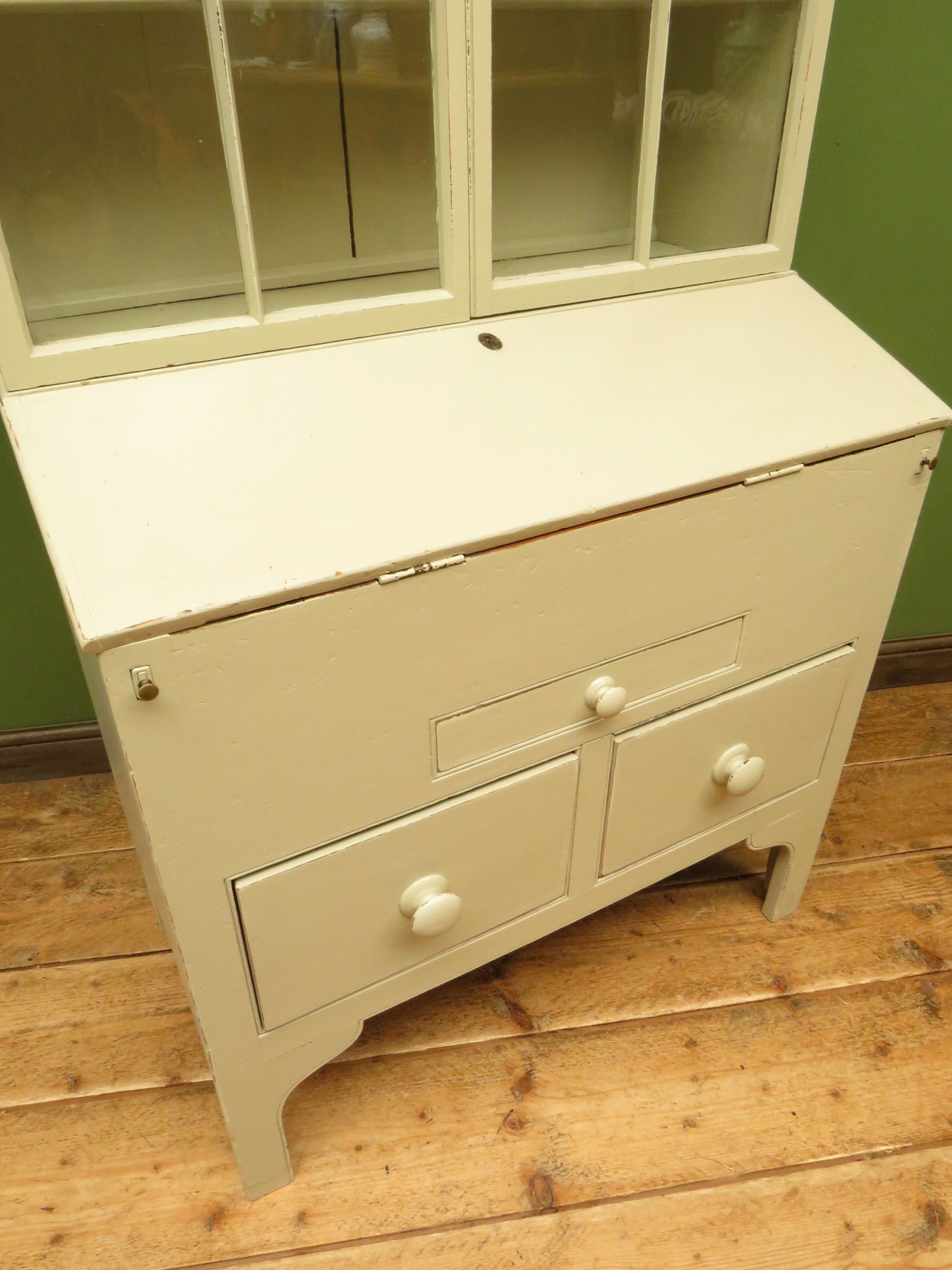 Country Shabby Chic Bureau Bookcase with Glazed Top