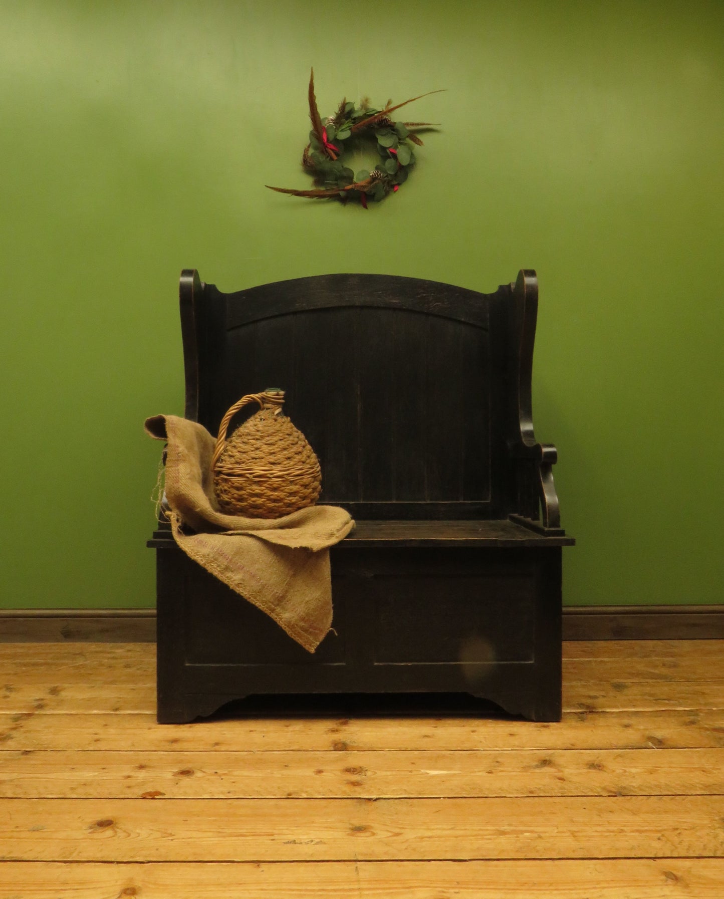 Arts and Crafts Oak Tavern Bench with Locker seat