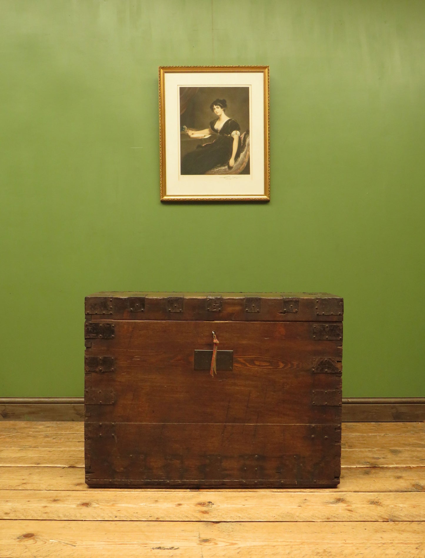 English Antique Oak Silver Chest, property of Lady Maxwell of Calderwood