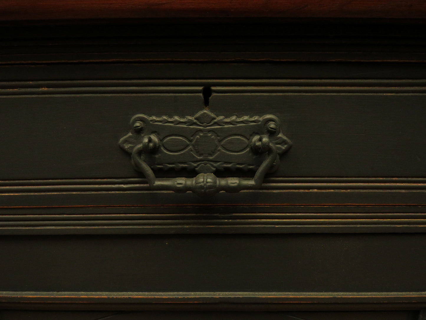 Antique Black Painted Sideboard with polished top