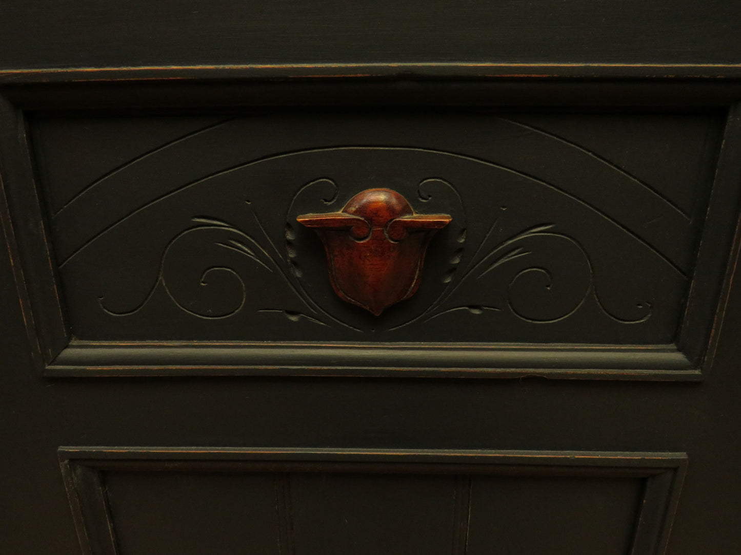 Antique Black Painted Sideboard with polished top