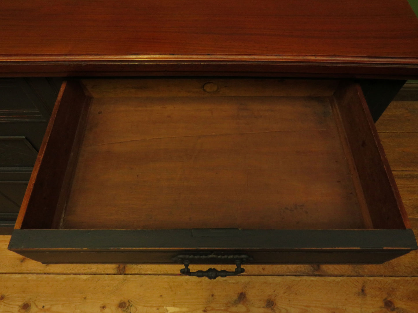 Antique Black Painted Sideboard with polished top