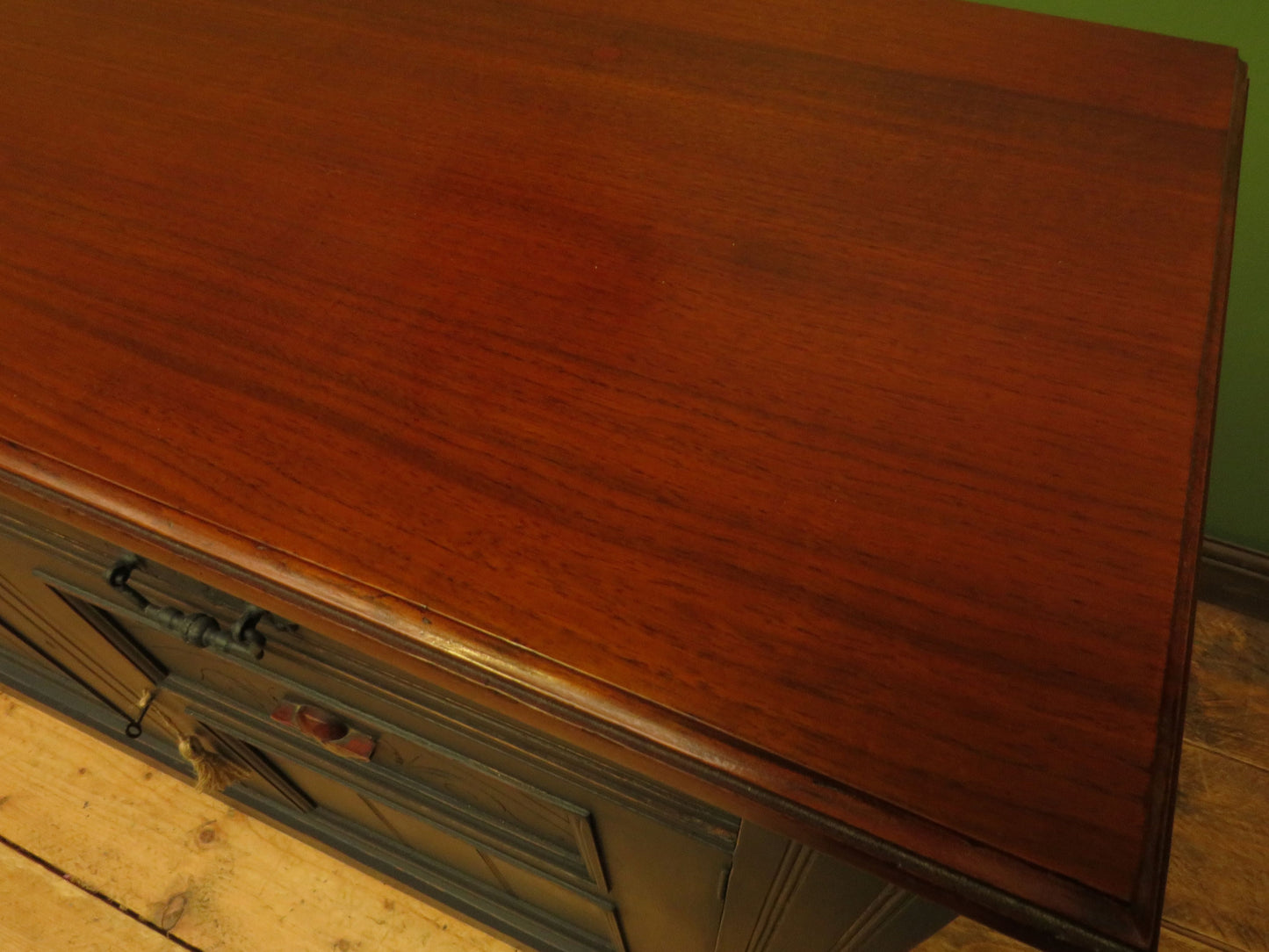 Antique Black Painted Sideboard with polished top