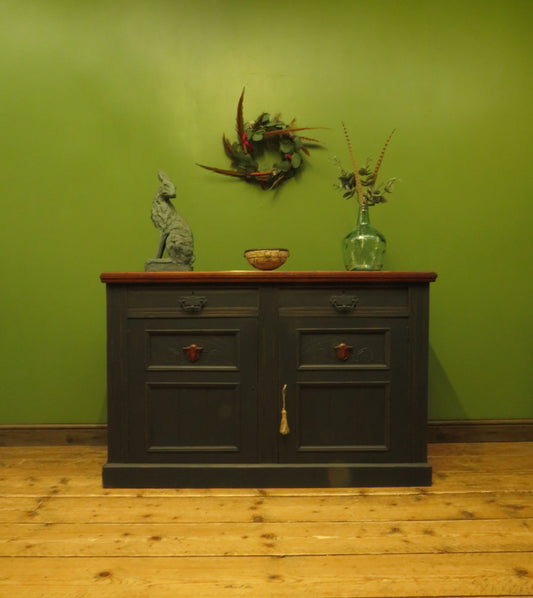 Antique Black Painted Sideboard with polished top