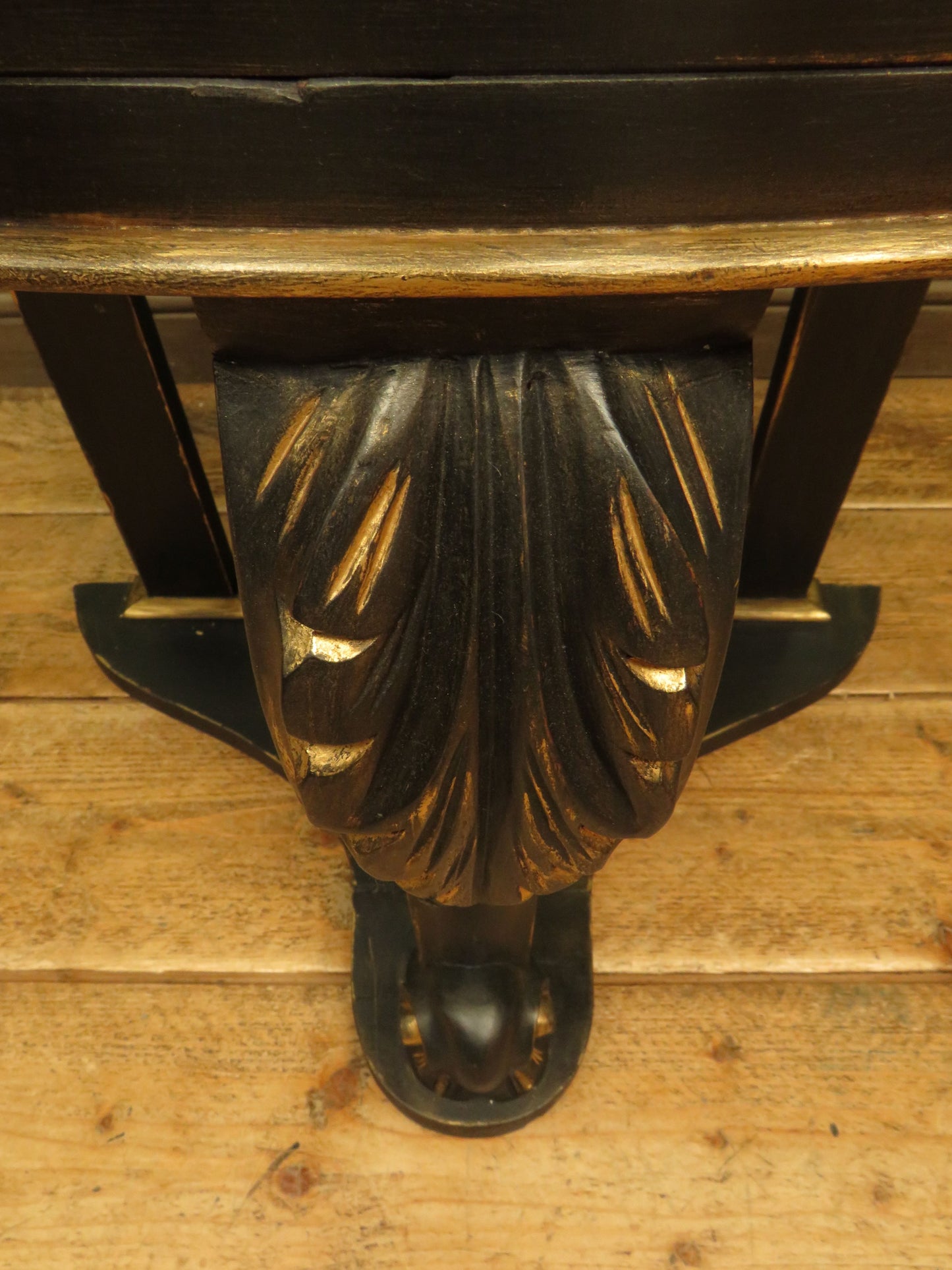 Black and Gold demi lune console table with drawer