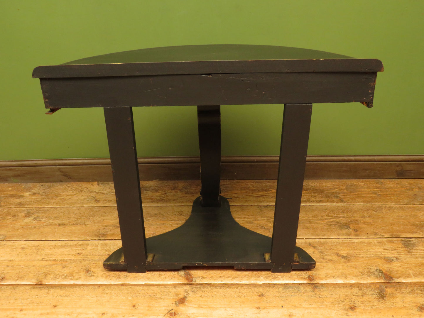 Black and Gold demi lune console table with drawer