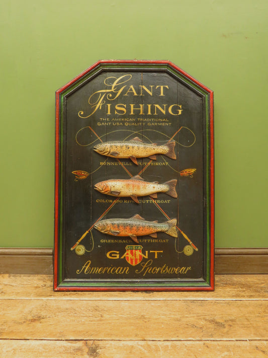 Rare Vintage Wooden Shop Advertising Sign for Gant Clothing