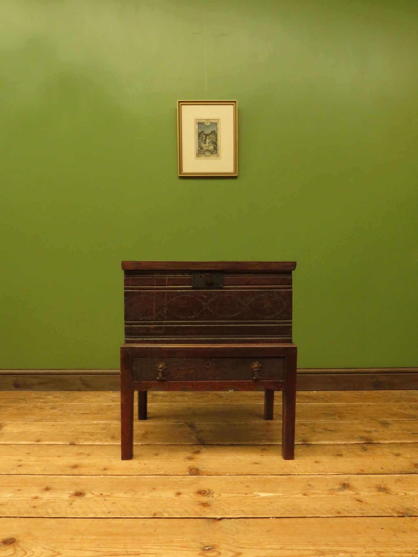 Antique Oak Bible Box and stand