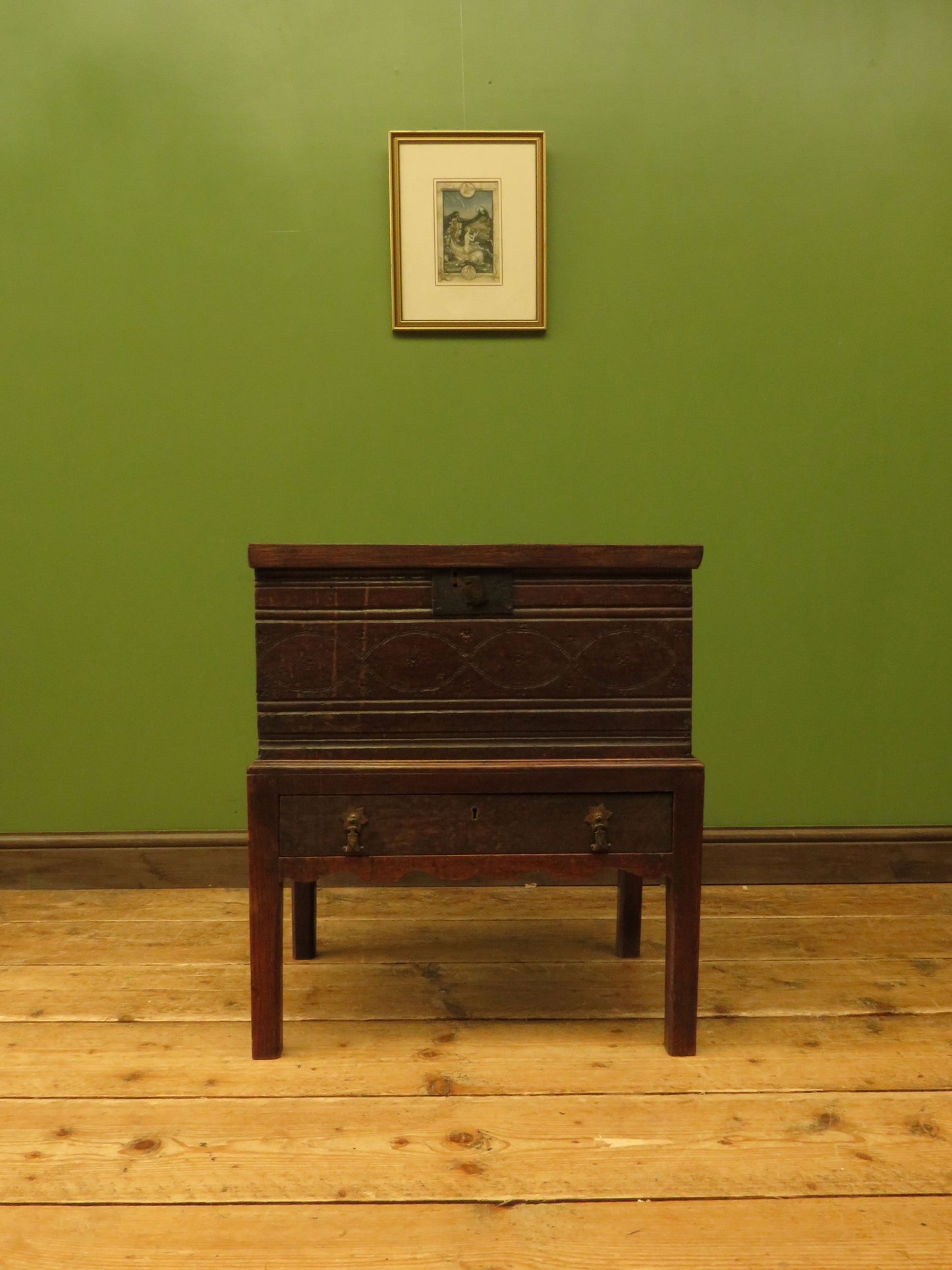 Antique Oak Bible Box and stand