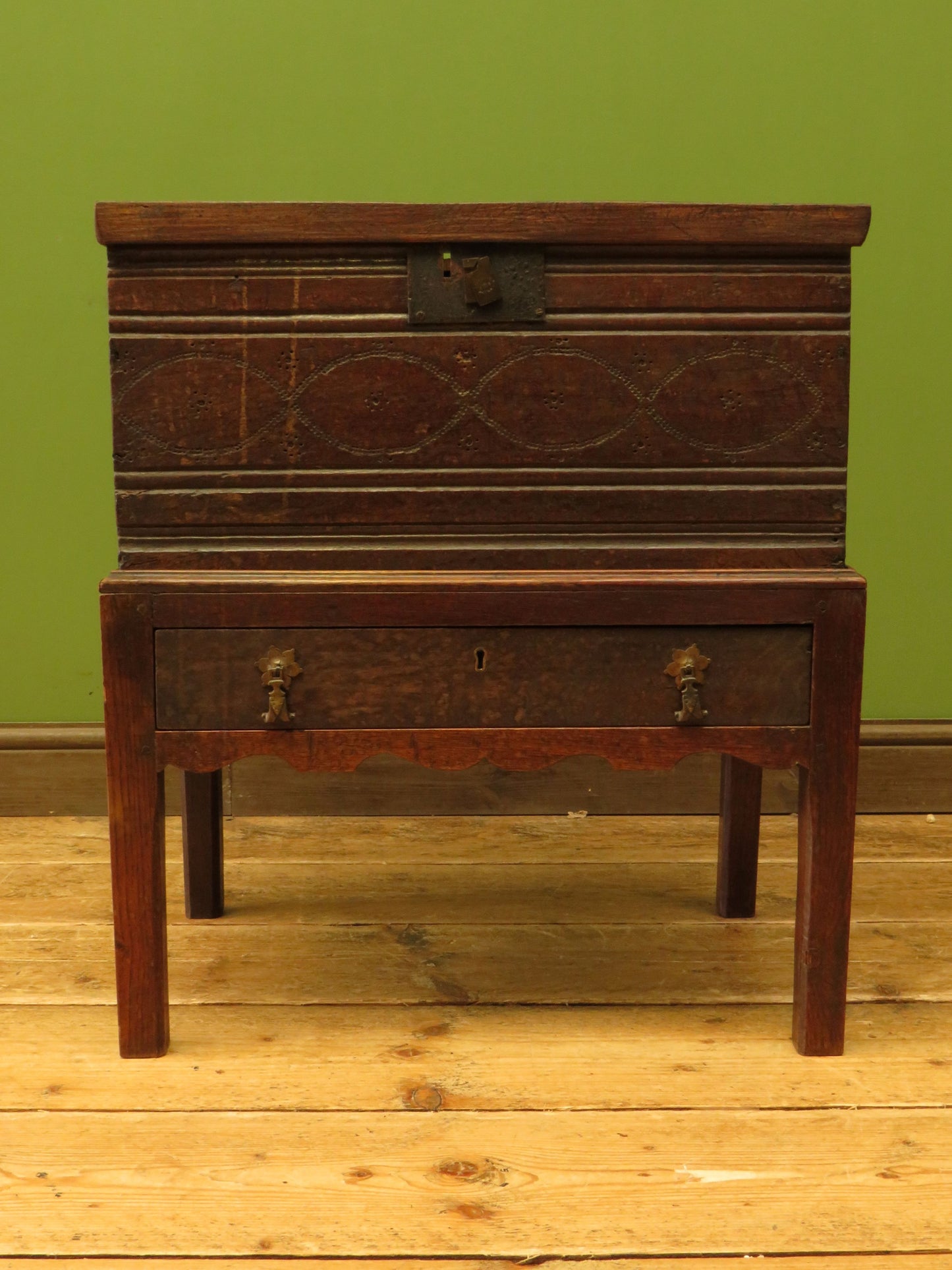 Antique Oak Bible Box and stand