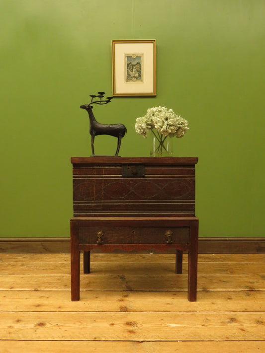 Antique Oak Bible Box and stand
