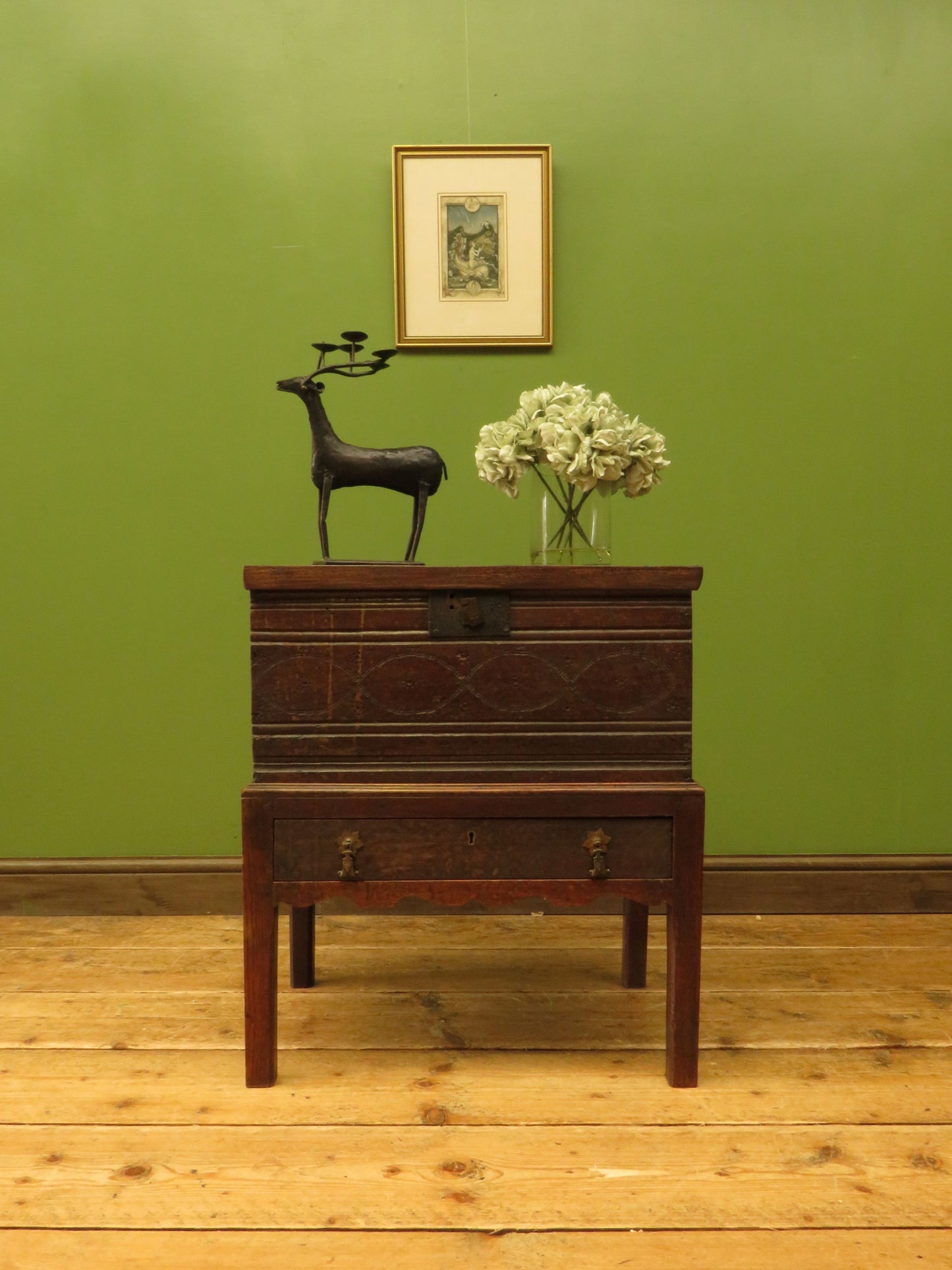Antique Oak Bible Box and stand