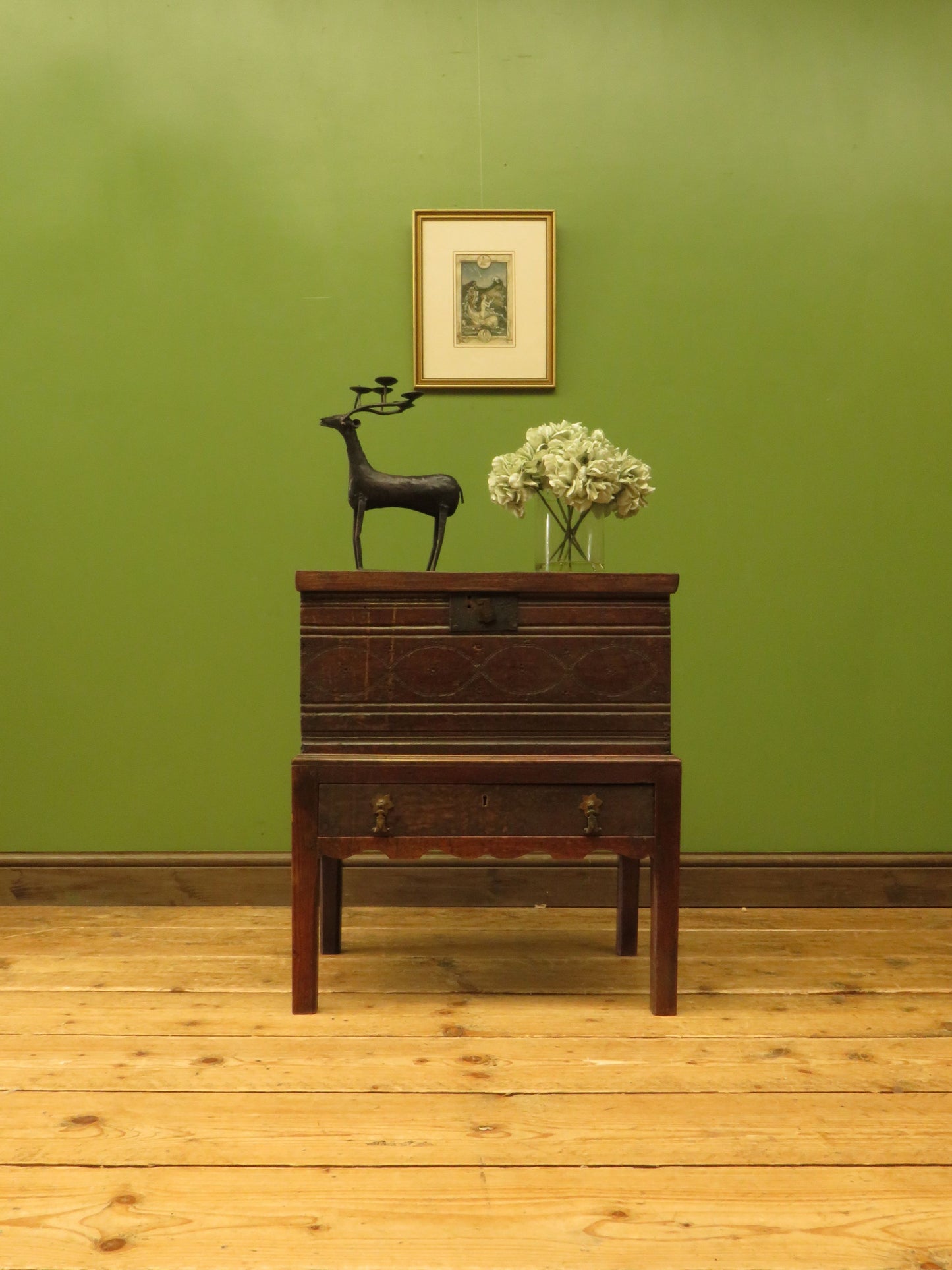 Antique Oak Bible Box and stand