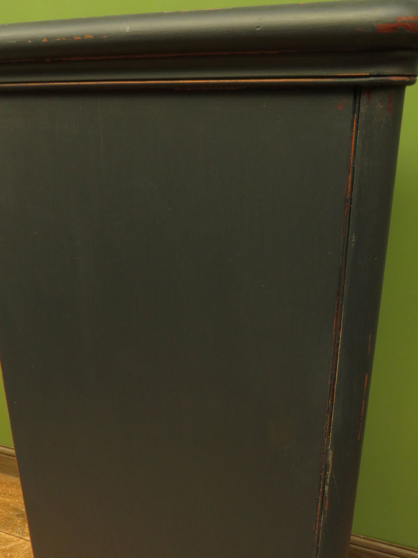 Narrow Black Cupboard with Geometric patterned door