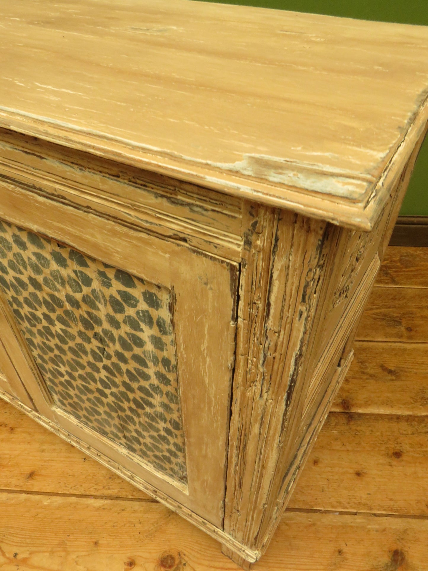 Shabby Chic Sideboard Cupboard with Stencilled Detailing