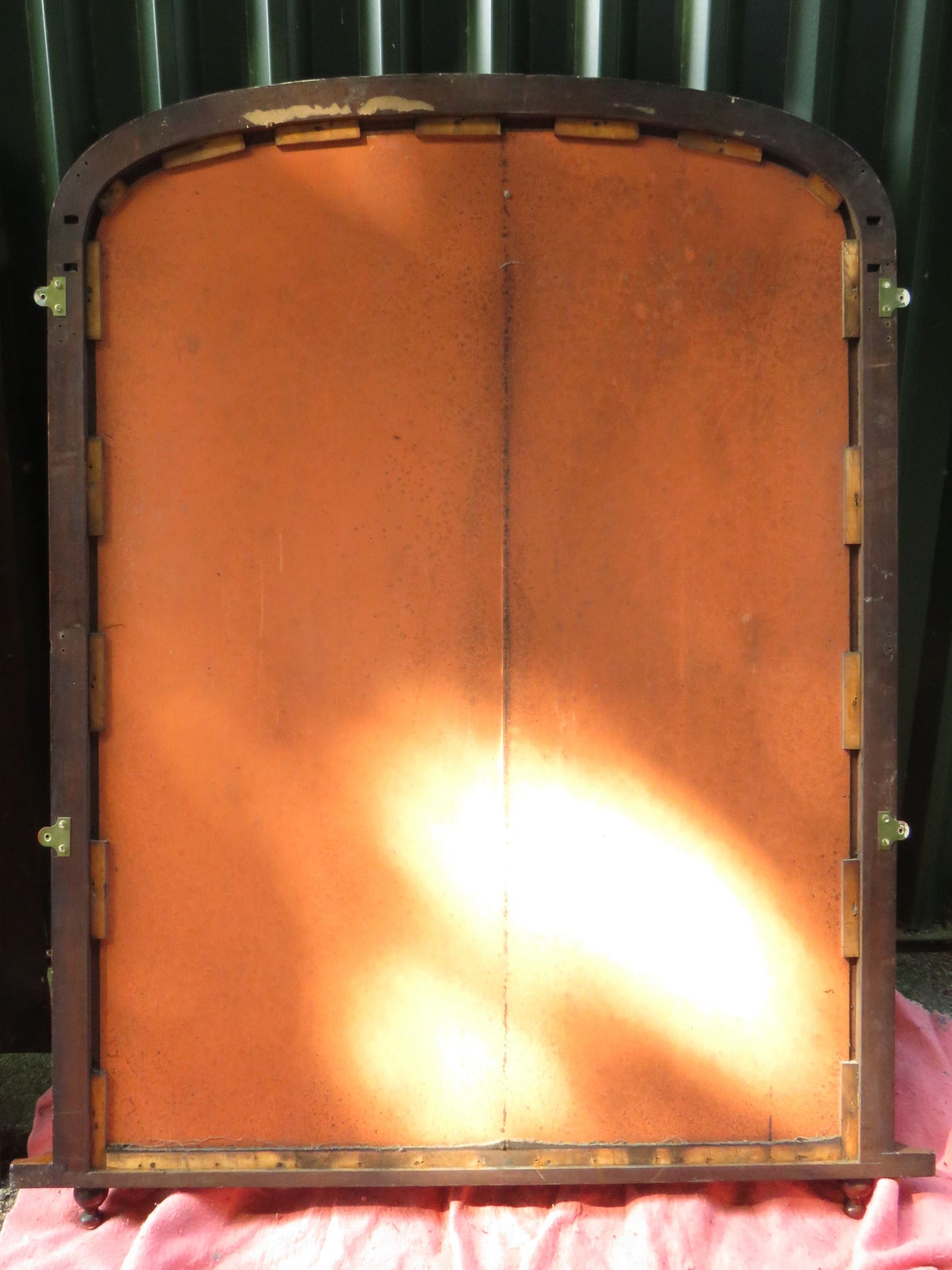 Large Mahogany Arched Victorian Overmantle Mirror with Original Plate