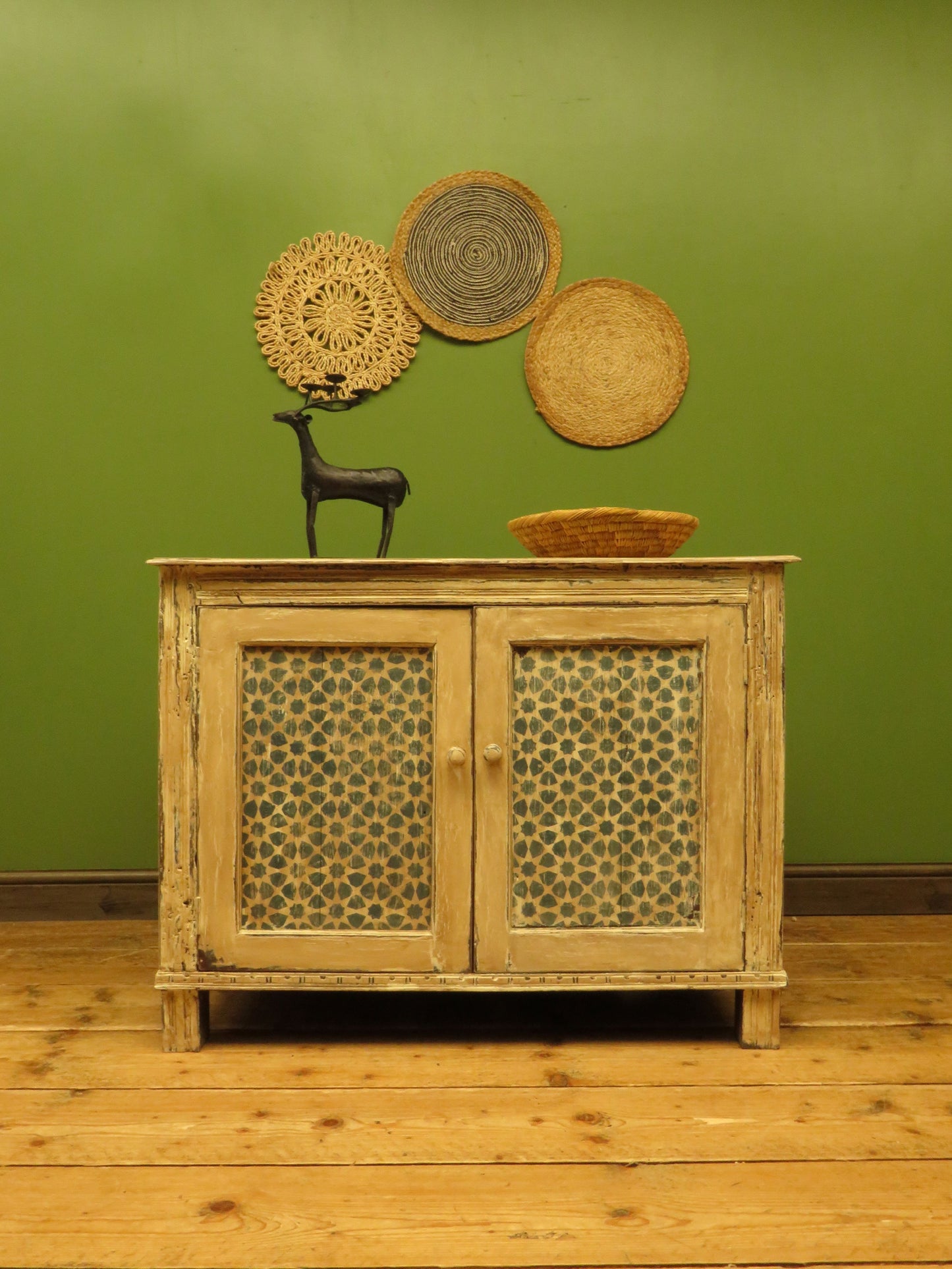Shabby Chic Sideboard Cupboard with Stencilled Detailing
