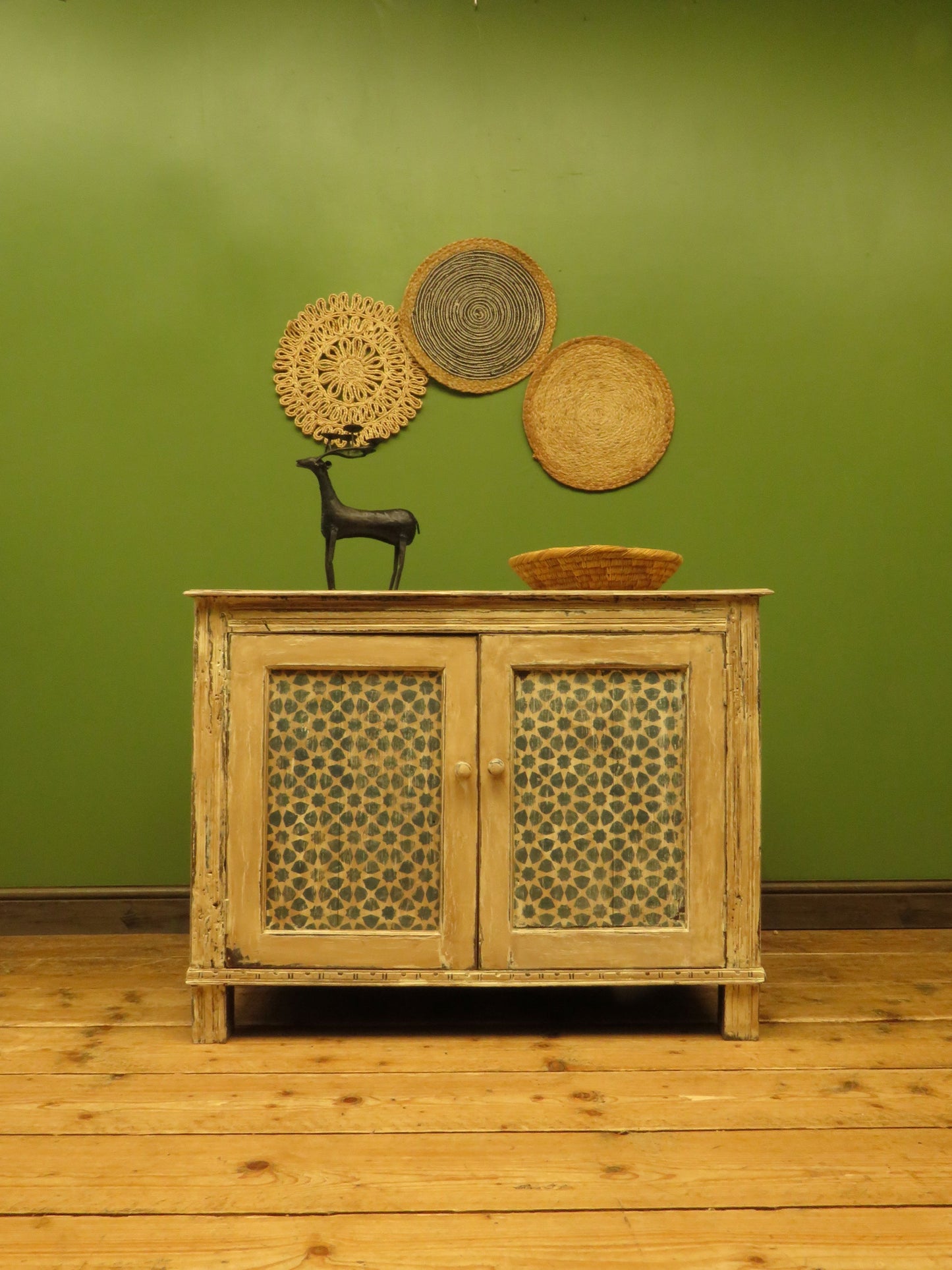Shabby Chic Sideboard Cupboard with Stencilled Detailing