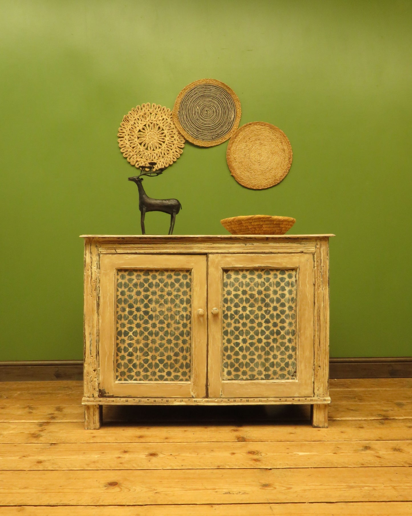 Shabby Chic Sideboard Cupboard with Stencilled Detailing