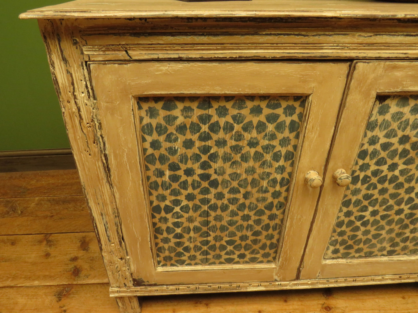 Shabby Chic Sideboard Cupboard with Stencilled Detailing