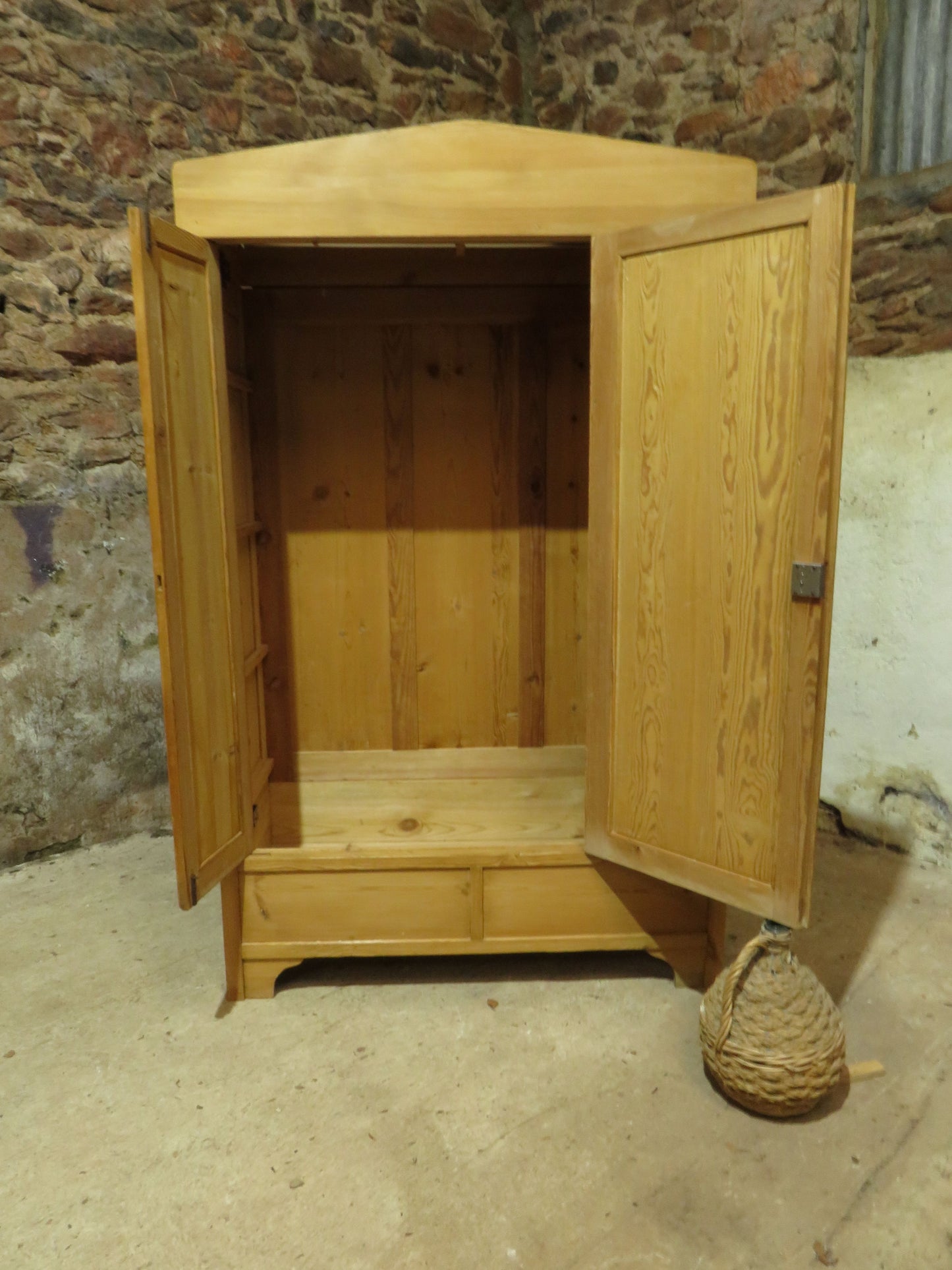 Antique Pine Knockdown Wardrobe, one of two available