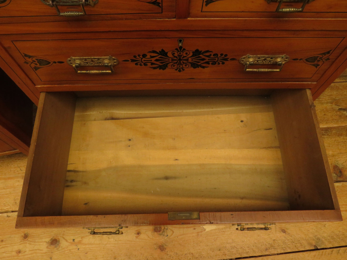 Antique Stencilled Chest of Drawers & Bedside Chest