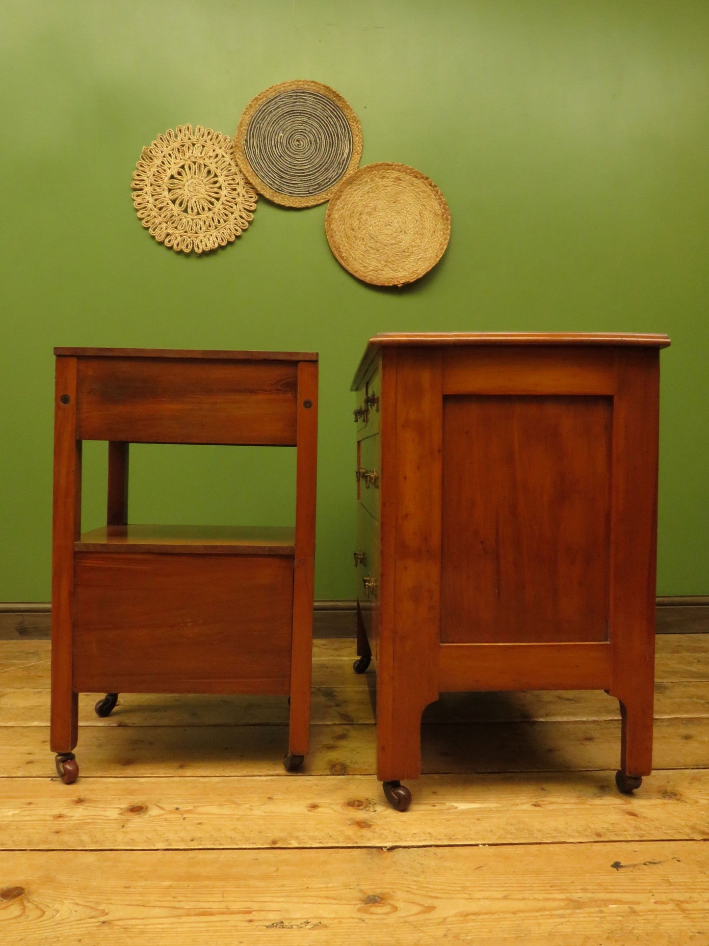 Antique Stencilled Chest of Drawers & Bedside Chest