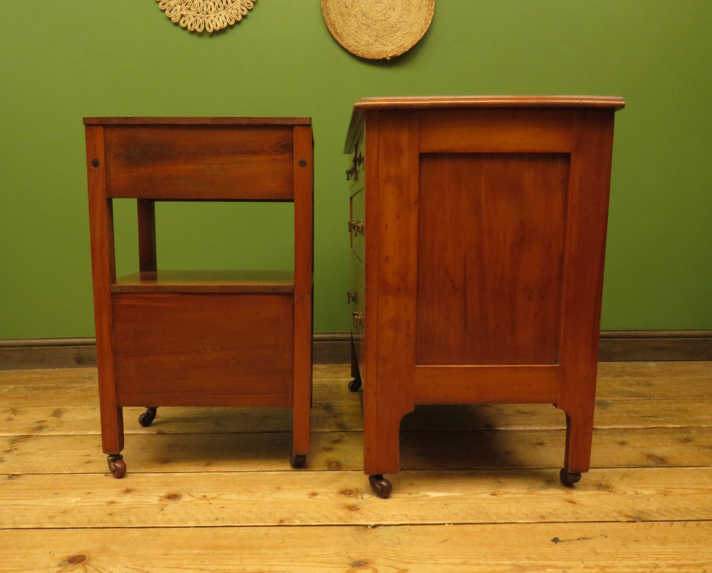 Antique Stencilled Chest of Drawers & Bedside Chest