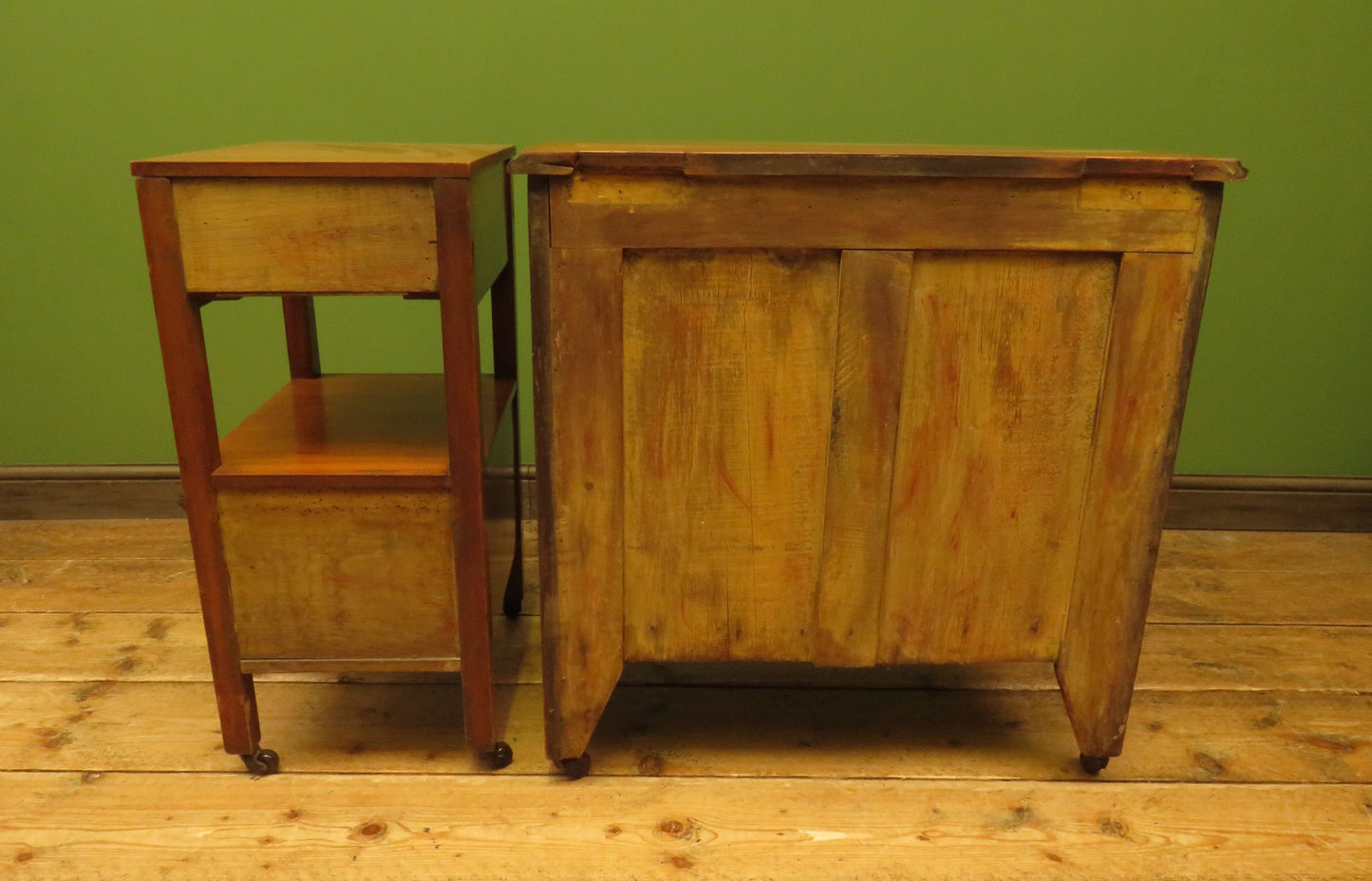 Antique Stencilled Chest of Drawers & Bedside Chest