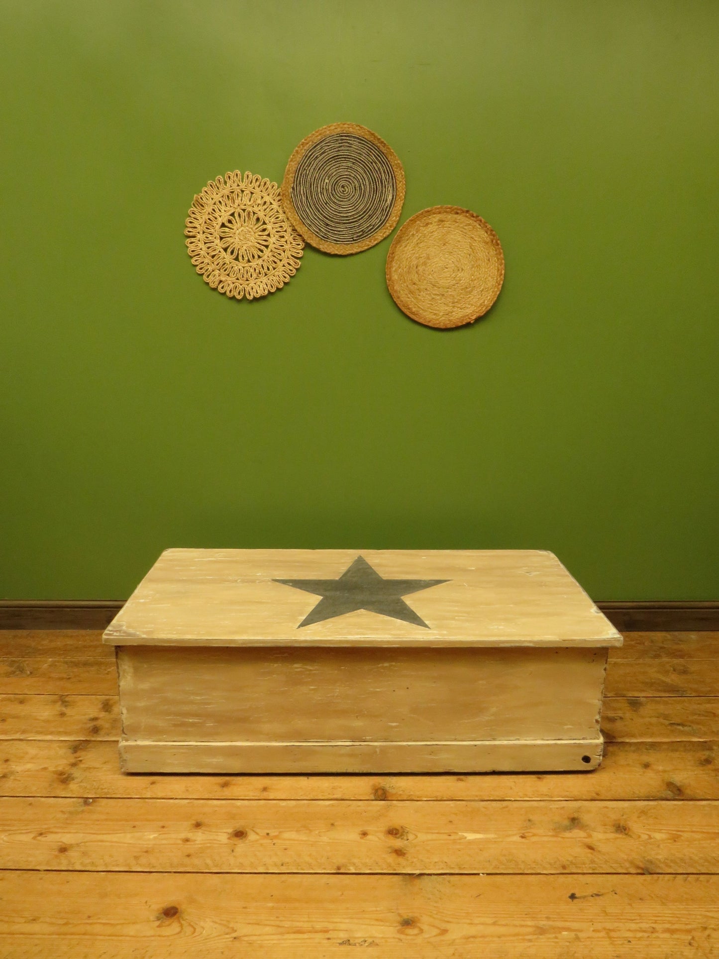 Folk Art Painted Blanket Box with Barn Star Design