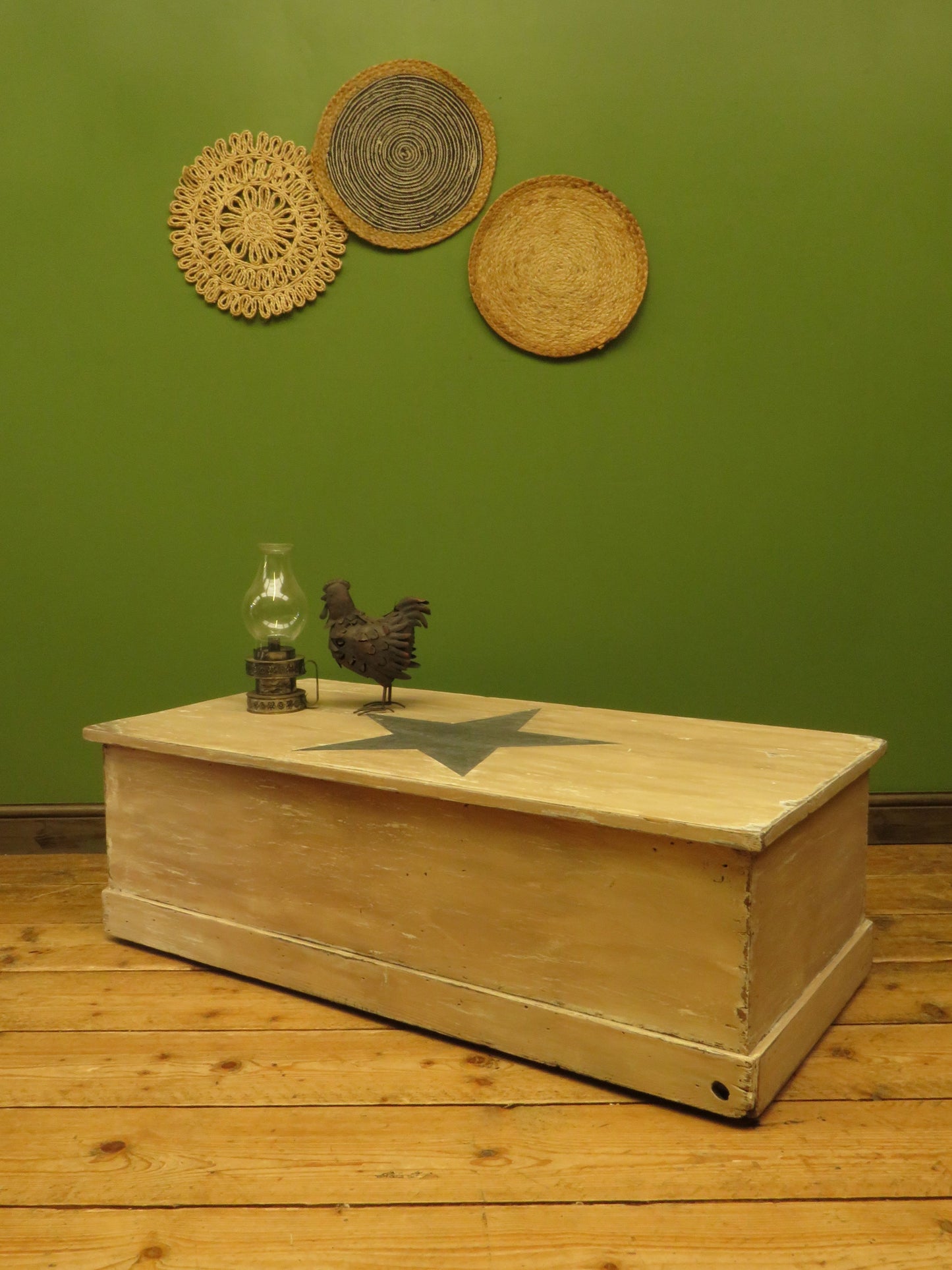 Folk Art Painted Blanket Box with Barn Star Design