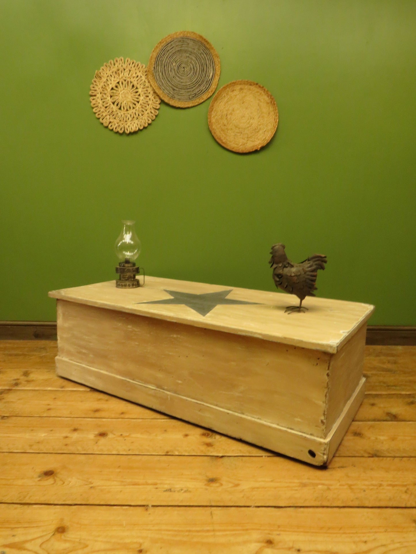 Folk Art Painted Blanket Box with Barn Star Design