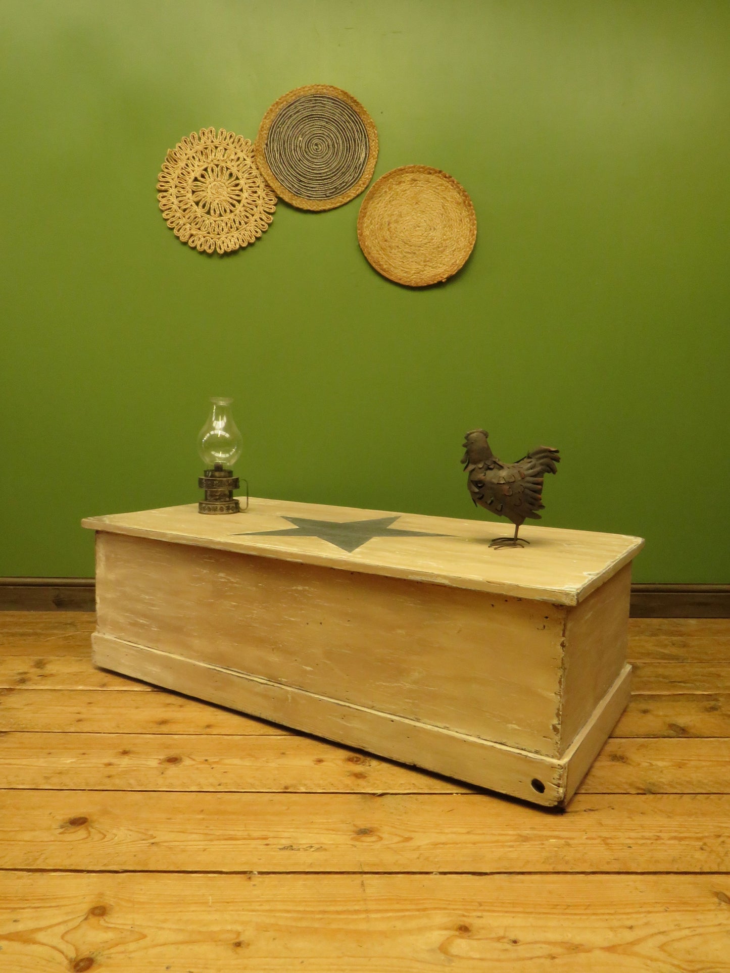 Folk Art Painted Blanket Box with Barn Star Design
